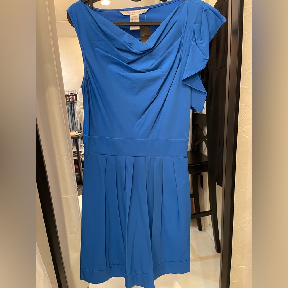 DVF Blue Pleated Dress Size 2